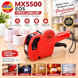mhk mx5500 price label machine 1 line 8 digit label gun for mrp pricing easy to use price tag sticker machine for retail shopscolor as per availability