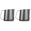 MHW-3BOMBER Milk Frothing Pitcher - 20oz/600ml Milk Frother Cup with U-Shaped Spout - SUS 304 Steaming Pitcher - Cappuccino Latte Art Cup for Barista - Quadrilateral Body - P5183-OS (Pack of 2)