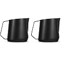 MHW-3BOMBER Milk Frothing Pitcher - 20oz/600ml Milk Frother Cup with U-Shaped Spout - SUS 304 Steaming Pitcher - Cappuccino Latte Art Cup for Barista - Quadrilateral Body - P5184-OS (Pack of 2)