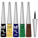 MI Fashion Quick Dry Liquid Combo of 5 Pcs Water Resistent Cruelty Free High Shine Long Stay - Black, Shimmer Golden, Navy Blue, Shimmer Green, Shimmer Brown