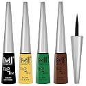 MI Fashion Quick Dry Liquid Combo of 4 Pcs Water Resistent Cruelty Free High Shine Long Stay - Black, Shimmer Golden, Shimmer Green, Shimmer Brown