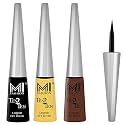 MI Fashion Quick Dry Liquid Eyeliners Combo of 3 Pcs Water Resistant Cruelty Free High Shine Long Stay - Black, Golden Shimmer, Brown Shimmer