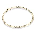 Miabella Italian Sterling Silver 3mm Mariner Link Chain Bracelet