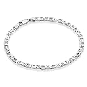 Miabella Italian Sterling Silver 4mm Mariner Link Chain Bracelet