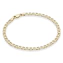 Miabella Italian Sterling Silver 4mm Mariner Link Chain Bracelet