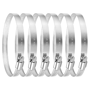 miahart 4 inch hose clamp adjustable 304 stainless steel duct clamps 6 pack worm gear adjustable 91mm-114mm pipe clamp worm drive clamp for automotive mechanical agriculture