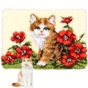 MIAOLLUN Latch Hook Kit Rug, Latch Hook Kits Cat with Pre-Printed Pattern for Adults and Kids 52X38cm/20.4 Inch X15 Inch