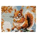 MIAOLLUN Squirrel Latch Hook Rug Kit for Adults DIY Animal Rug Making Craft Cross Stitch Cushion Crochet Yarn Kits Color Printed Canvas for Home Decor Festival Gift 20.5X15inch