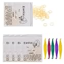 Orthodontic Elastic Rubber Bands and Placers, 500 Pcs Dental Rubber Traction Bands, 5 Pcs Elastic Placer for Braces (1/4",Fox)