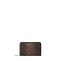Michael Kors Women's Jet Set Small Zip Around Card Case, Gold-Tone Hardware/MK Signature Semi Lux/Chocolate