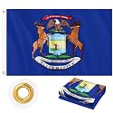Michigan Flag 3x5 FT Outdoor, MI Flag Embroidered Seal Heavy Duty Outside