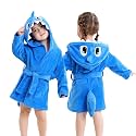 MICHLEY Girls Boys Robe Cotton Towel Baby Dinosaur Style Hooded Bathrobe