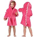 MICHLEY Girls Boys Robe Cotton Towel Baby Dinosaur Style Hooded Bathrobe