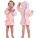 MICHLEY Girls Boys Robe Cotton Towel Baby Dinosaur Style Hooded Bathrobe