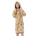 MICHLEY Unisex Boys Girls Hooded Bathrobe Soft Fuzzy Toddler Cartoon Robe Animal Plush Sleepwear for Kids 3-13 Years