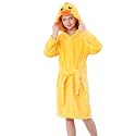 MICHLEY Unisex Boys Girls Hooded Bathrobe Soft Fuzzy Toddler Cartoon Robe Animal Plush Sleepwear for Kids 3-13 Years