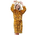 MICHLEY Unisex Boys Girls Hooded Bathrobe Soft Fuzzy Toddler Cartoon Robe Animal Plush Sleepwear for Kids 3-13 Years