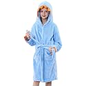 MICHLEY Unisex Boys Girls Hooded Bathrobe Soft Fuzzy Toddler Cartoon Robe Animal Plush Sleepwear for Kids 3-13 Years
