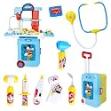 Mickey Disney Doctor Set for Kids - 9 Pcs Medical Kit Trolley Toy with Lights, Learning &amp;Educational Pretend Play for Boys &amp; Girls Age 3+, Portable Role Play Doctor Kit|Birthday Gift