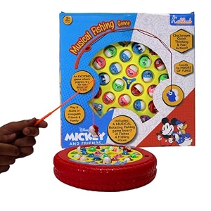 mickey mouse musical fishing game -battery operated educational amp learning toy for kids -includes 21 fishes amp 4 fishing poles - interactive board gamebirthday gift for boys amp girls ages 3