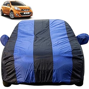 micra dustproof car cover with mirror pockets royal blue stripes taffeta polystertriple stitched compatible with nissan micra car cover 2010 to 2018 micra car accessories