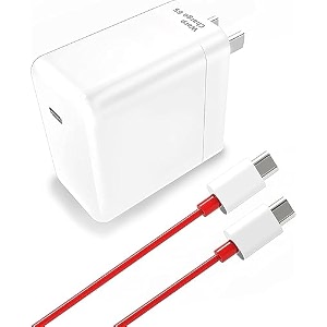 original 65 warp watt travelling charger adapter and type c to c cable compatible with oneplus11r 5g11 5gnord ce 2 5g nord ce 2 lite 5g 9rt 9 pro 8 8tadapter and cable white