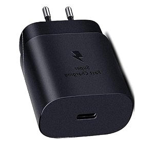 original 25 watt c-type super fast charging adapter compatible with samsung galaxy note20 ultra 5g  note20 ultra  note20 5g note20 only adapter- black