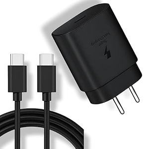 original 25w pd fast type-c charger compatible with samsung s9 s9 plus s8 s8 plus note 10 note 10 note 20 note 20 note 20 type c to c cable wall charging fast charger adapter cable black