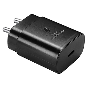 original 25 watt adapter super fast compatible with samsung m51m42f23 5gm53 5gm52 5gm33 travelling charger only adapter - black