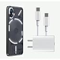 Original 45W Pd 3.0 Fast Charger with Type C to C Cable Compatible with Nothing Phone (1), Nothing Phone (2) Nug126, White