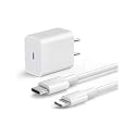 Original 20W Type-C Pd Fast Charger with 1M Type C to Lightening Cable Quick Charging Data Sync Compatible with iPhone 14, 13,12, 11 Pro Max, Mini, Xs, Xr, X (Adapter and Cable), White