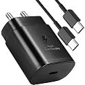 Original 25w Lightweight Travel Fast Charging Type C to Type C Cable Compatible with Samsung A71A70s A70 Note 20 Note 20 UltraNote 10 Note 10 Lite FEF13 5GF23 5G Charging Adapter+ Cable Black