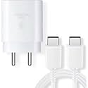 Original 25W USB-C High Charger Super Fast Power Adapter with Type C to C Cable Wall Charging Compatible with Samsung F14 5G M14 5G A14 5G F23 5G M33 5G M34 S21 Fe 5G M53 5G A34A54F54 - White