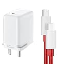 Original 65W Warp Charger with C to C Cable Fast Charger Compatible with Oneplus 9/9 Pro/ 9R/ 8/ 8T/ 8 Pro/Nord /7 Pro / 7T / 7T Pro/Nord / N10 Fast Wall Charging C to C USB Cable, White