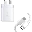 Original 25W C-Type Super Fast Charger Adapter with Cable Set Charger Compatible with Samsung M53S20 FE A73 5G A53 5G A33 5G S23 S23+ S23UltraS22 S22+ S22 Ultra Adapter &amp; Cable - White