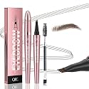 Microblading Eyebrow Pen,QIC Eyebrow 4 Tip Brow Pencil,Long-Lasting Natural Eyebrow Hair,Waterproof Magic Eyebrow Pencil Eyebrow Brush(Dark Brown)