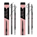 Microblading Eyebrow Pencil,Eyebrow Retractable Definer Pencil,Angled Precision Tip,0.1MM Ultra Slim Eyebrow Makeup,Long-Lasting Waterproof,Smudgeproof (05 DEEP BROWN, 2 Pack)