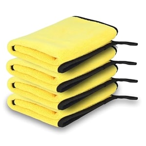 microfiber cleaning cloth 40x40 cms 600 gsm  highly absorbentlint and streak free multi-purpose wash cloth for kitchencarwindowstainless steelsilverwearyellow_40x40cms pack of 4