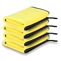 Microfiber Cleaning Cloth, 40x40 cms 600 GSM | Highly Absorbent,Lint and Streak Free, Multi-Purpose Wash Cloth for Kitchen,Car,Window,Stainless Steel,Silverwear(Yellow_40x40cms) Pack of 4