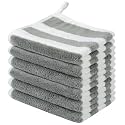Microfiber Facial Cloths Fast Drying Washcloth 12x12inch Stripes 6 pack