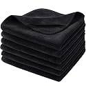Microfiber Facial Cloths Fast Drying Washcloth 12inch x 12inch Black 6 pack