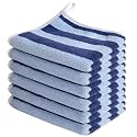 Microfiber Facial Cloths Fast Drying Washcloth 12x12inch Stripes 6 pack