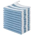 Microfiber Facial Cloths Fast Drying Washcloth 12x12inch Stripes 10 pack
