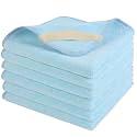 Microfiber Facial Cloths Fast Drying Washcloth 12x12inch Lightblue 6 pack