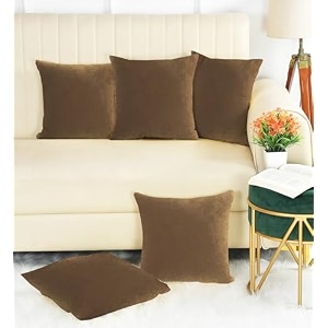 ivaza microfibre soft amp fulffy filled decorative pillowthrow pillow insertssqaure pillows velvet cushion inserts square pillowcushion for sofa car and decorationset of 5 2434 x 2434 dark brown