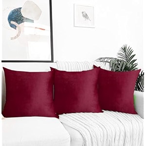 ivaza microfibre soft amp fulffy filled decorative pillowthrow pillow insertssqaure pillows velvet cushion inserts square pillowcushion for sofa car and decorationset of 3 1234 x 1234 wine