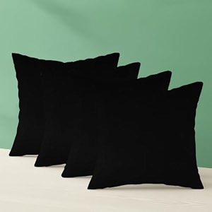 ivaza microfibre soft amp fulffy filled decorative pillowthrow pillow insertssqaure pillows velvet cushion inserts square pillowcushion for sofa car and decorationset of 4 1634 x 1634 black