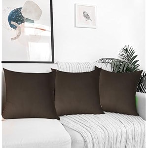 ivaza microfibre soft amp fulffy filled decorative pillowthrow pillow insertssqaure pillows velvet cushion inserts square pillowcushion for sofa car and decorationset of 3 1234 x 1234 dark coffee