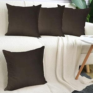 ivaza microfibre soft amp fulffy filled decorative pillowthrow pillow insertssqaure pillows velvet cushion inserts square pillowcushion for sofa car and decorationset of 4 1634 x 1634 dark coffee