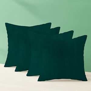 ivaza microfibre soft amp fulffy filled decorative pillowthrow pillow insertssqaure pillows velvet cushion inserts square pillowcushion for sofa car and decorationset of 4 2434 x 2434 dark green